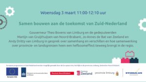 Uitnodiging voor online bijeenkomst ‘Samen bouwen aan de toekomst van Zuid-Nederland’