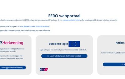 Dit een voorbeeld van de inlogmethodes in het EFRO webportal vanaf maart 2022.